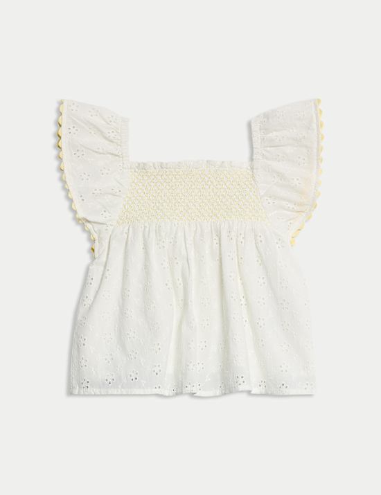 2-delige outfit van zuiver katoen met broderie (0-6 jaar)