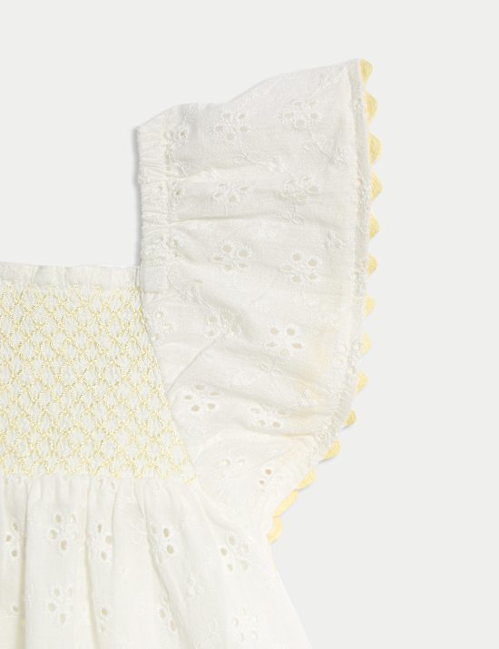 2-delige outfit van zuiver katoen met broderie (0-6 jaar)