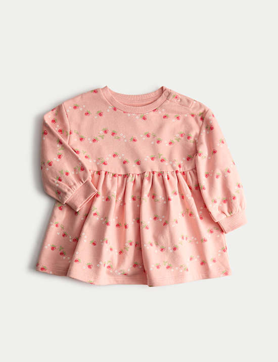 Cotton Rich Strawberry Print Jersey Dress (0-3 Yrs)