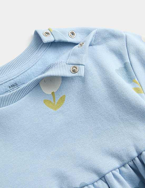 Vestido de algodón 100 % con estampado de tulipanes (0-6 años)