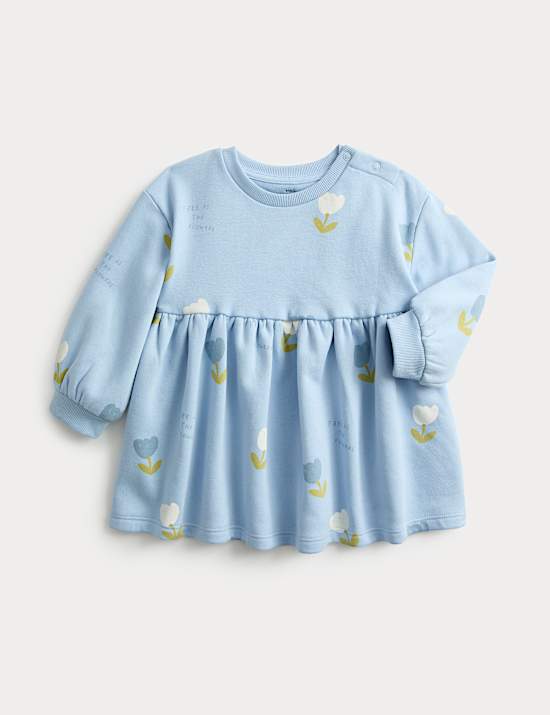 Vestido de algodón 100 % con estampado de tulipanes (0-6 años)