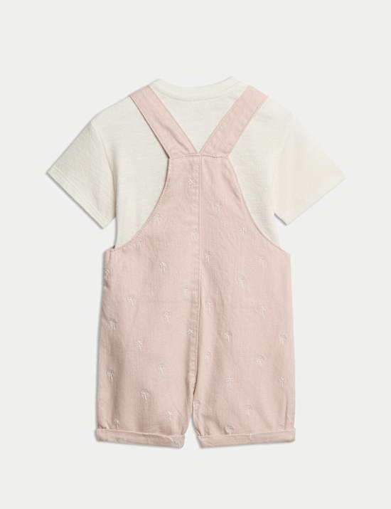 2pc Cotton Rich Embroidered Bibshort Outfit (0-2 Yrs)