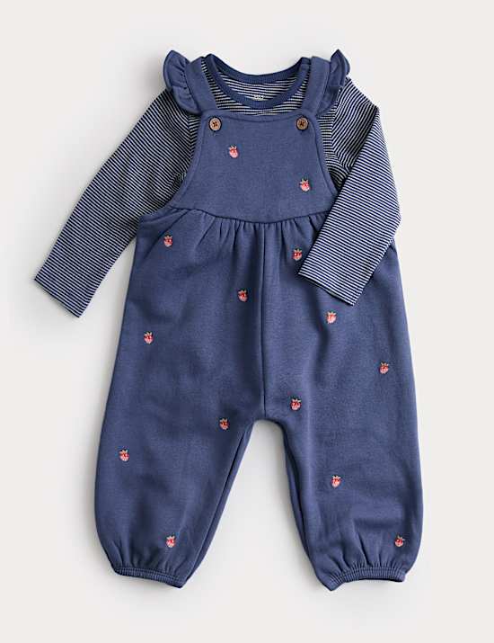Cotton Rich Strawberry Dungaree Outfit (0 Mths-3 Yrs)