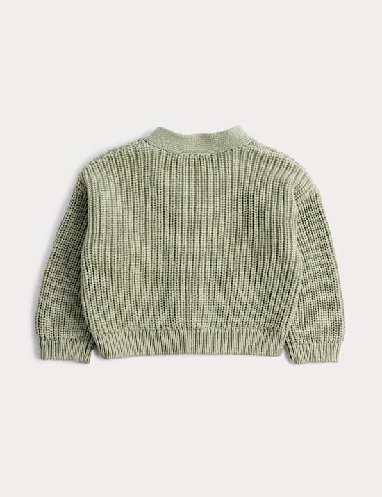 Pure Cotton Knitted Flower Cardigan (0-3 Yrs)