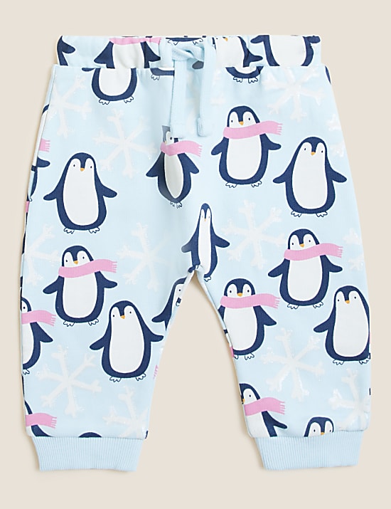 Cotton Rich Penguin Print Joggers