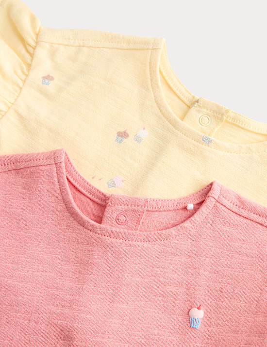 2 Pack Pure Cotton Jersey Cupcake Dresses (0-3 Yrs)