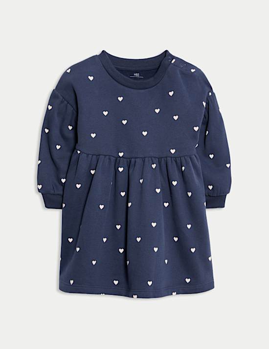Cotton Rich Heart Print Dress (0-36 Mths)