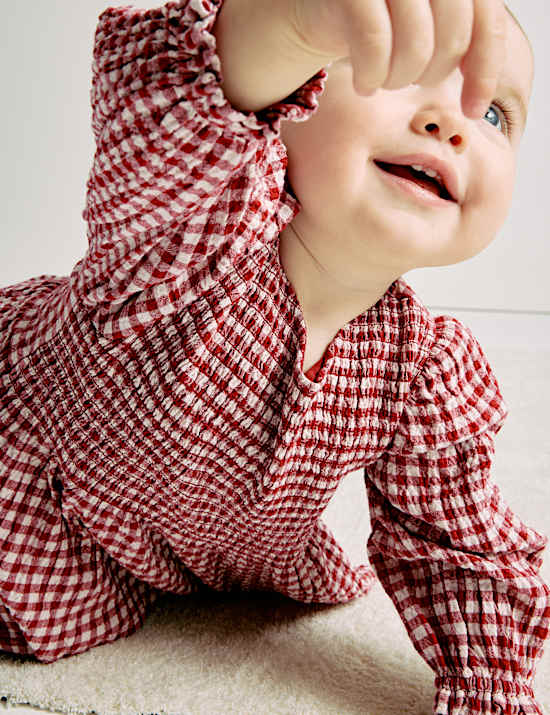 Ensemble 2 pièces en coton mélangé à carreaux Vichy (jusqu’au 4 ans)