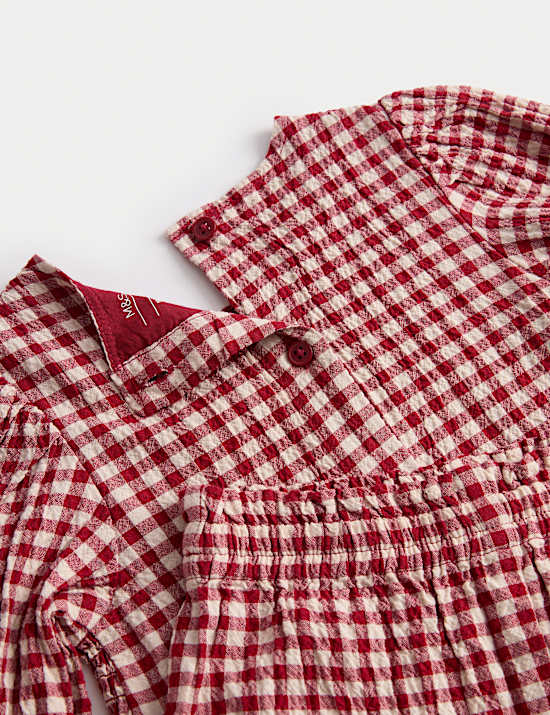 Ensemble 2 pièces en coton mélangé à carreaux Vichy (jusqu’au 4 ans)