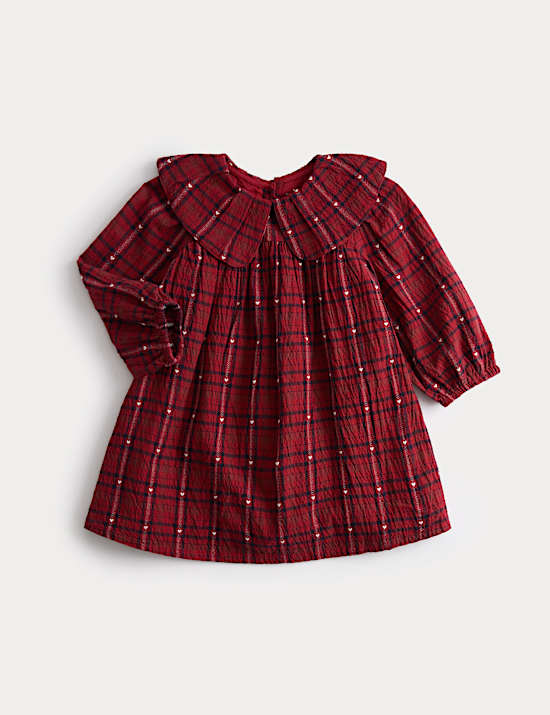Cotton Blend Checked Dress (0 Mths-6 Yrs)