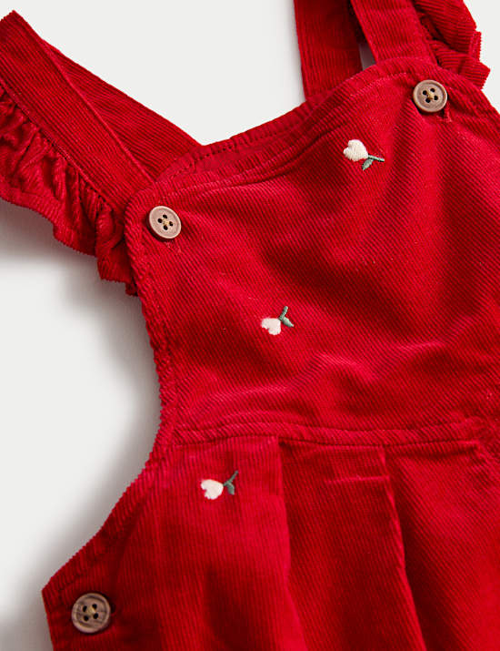 תלבושת 2 חלקים של אוברול פרחוני מבד עשיר בכותנה (0 חודשים- 3 שנים)