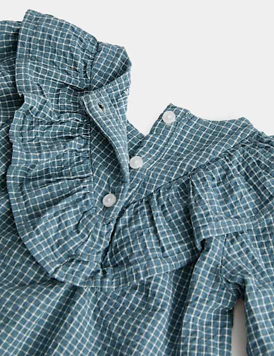 2pc Pure Cotton Gingham Frill Top & Trousers (0-5 Yrs)