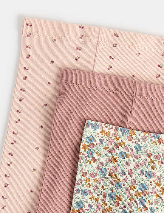 3 Pack Cotton Rich Jersey Floral Leggings (0-5 Yrs)