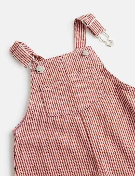 Pure Cotton Ticking Stripe Dungaree Outfit (0-3 Yrs)