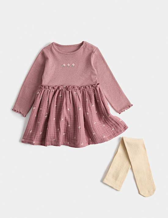 Robe en coton avec collants (jusqu&rsquo;au 5 ans)