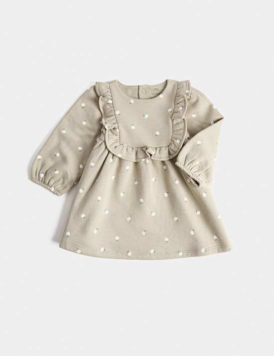 Cotton Rich Jersey Frill Dress (0-3 Yrs)