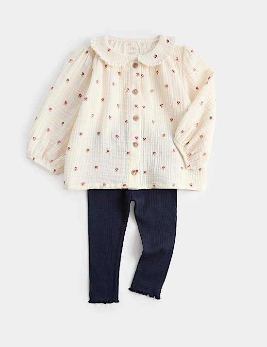Cotton Rich Heart Woven Blouse Outfit