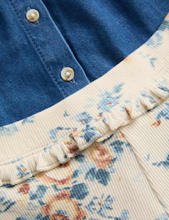 2pc Cotton Denim Blouse Outfit (0-6 Yrs)