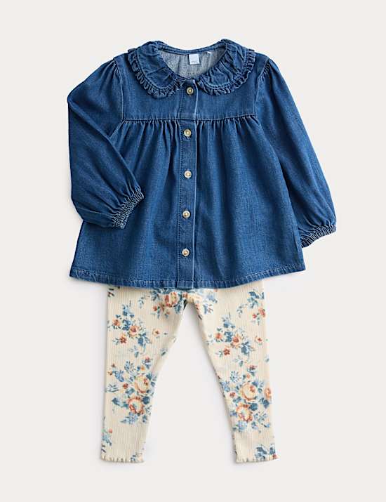 2pc Cotton Denim Blouse Outfit (0-6 Yrs)