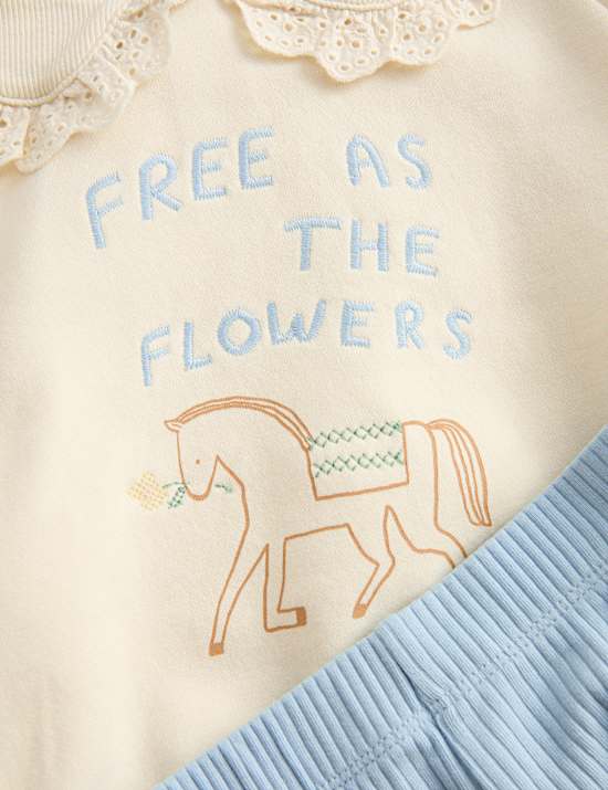 Ensemble 2 pièces en coton top et bas motif cheval (jusqu’au 6 ans)