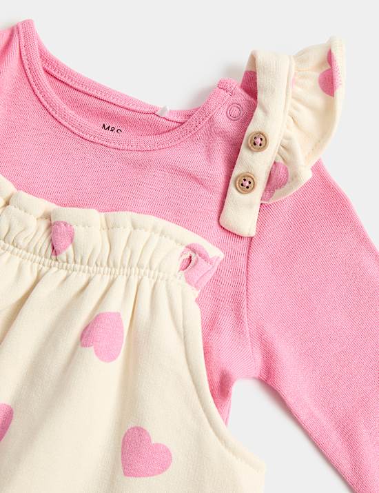 2pc Heart Dungaree and Bodysuit (0-3 Yrs)
