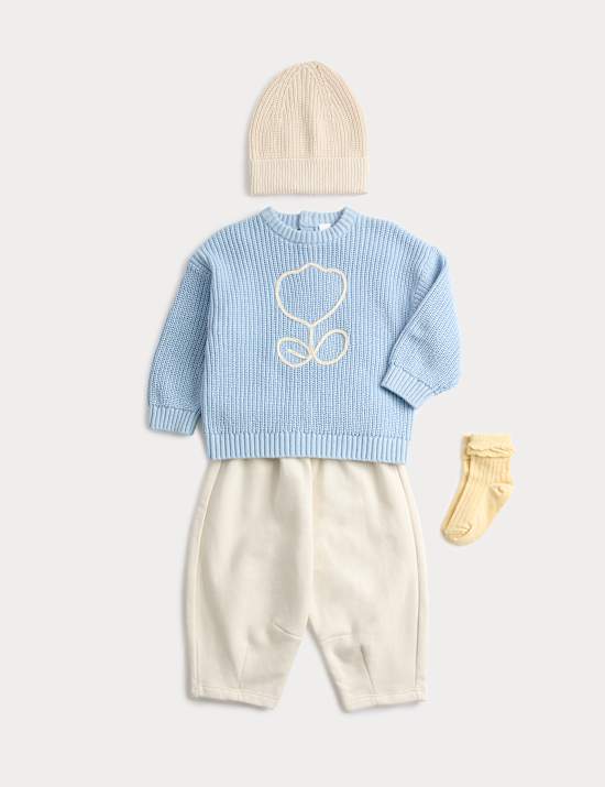 4 Piece Cotton Rich Knitted Outfit (0-6 Years)