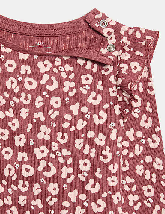 Ensemble 2 pièces en coton avec top et bas à imprimé léopard (jusqu’au 6 ans)