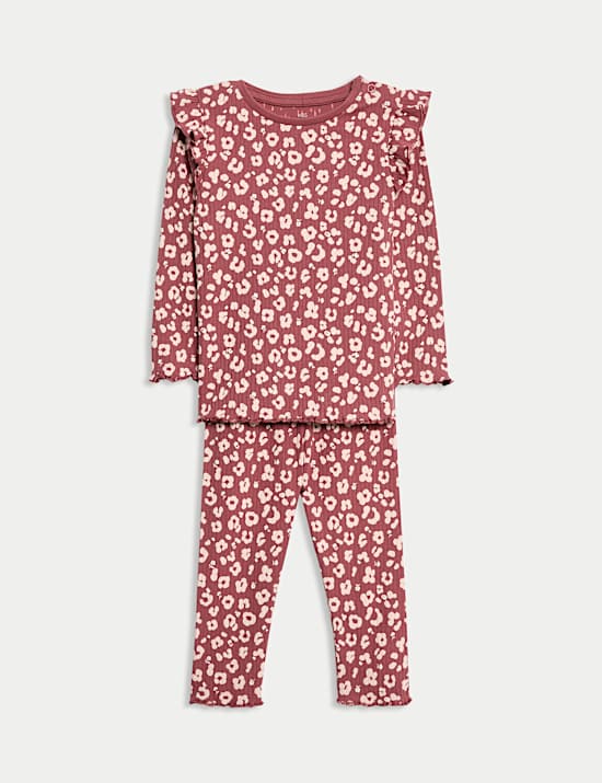 Ensemble 2 pièces en coton avec top et bas à imprimé léopard (jusqu’au 6 ans)