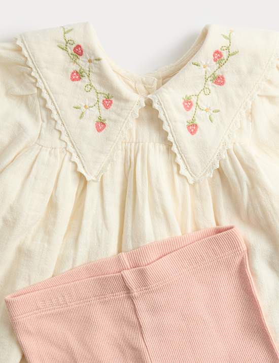 Ensemble 2 pi&egrave;ces en coton brod&eacute; (jusqu&rsquo;au 3 ans)