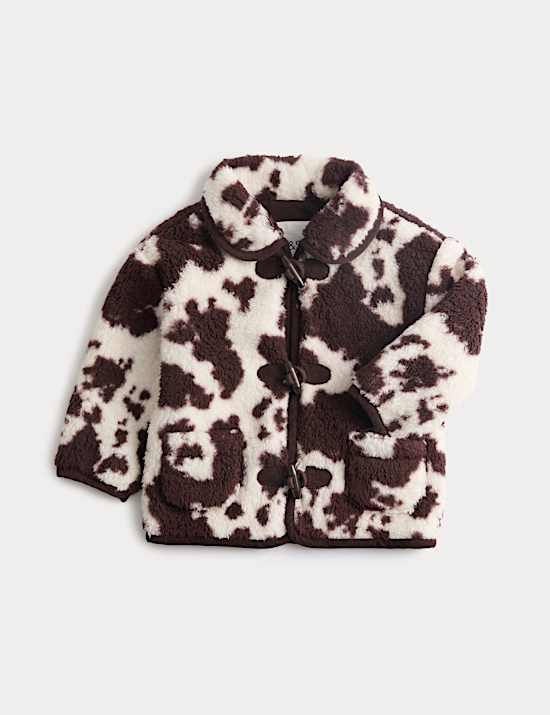 Cow Print Borg Jacket (0-6 Yrs)