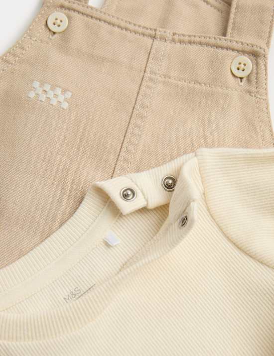 Ensemble 2 pi&egrave;ces robe chasuble &agrave; motif brod&eacute; et top (jusqu&rsquo;au 3 ans)