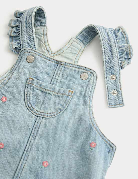 Conjunto de 2 piezas en denim de pichi con bordado (0-5 a&ntilde;os)
