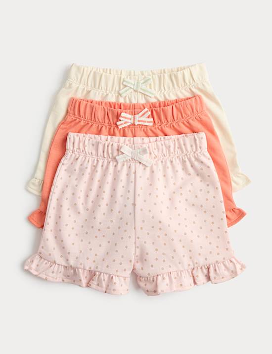 3 Pack Pure Cotton Patterned Shorts (0-5 Yrs)