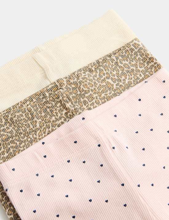 3 Pack Cotton Rich Ribbed Leggings (0 Mths-5 Yrs)