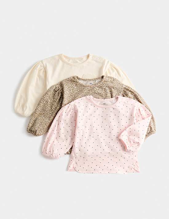 Set van 3 zuiver katoenen tops met print (0-5 jaar)