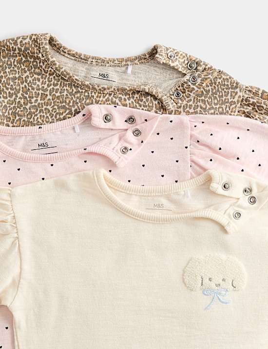 Set van 3 zuiver katoenen tops met print (0-5 jaar)