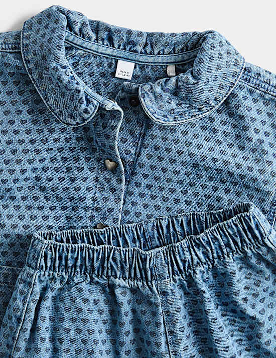 2 Piece Pure Cotton Denim Heart Jacket Set (0-5 Yrs)