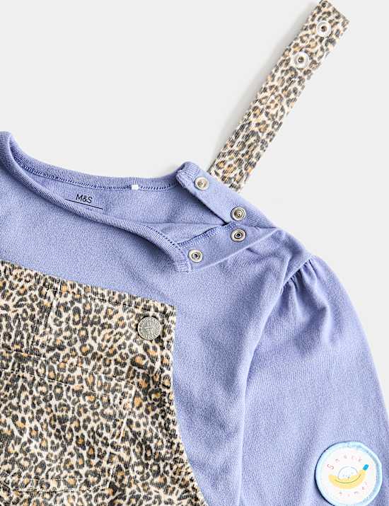 Ensemble 2 pi&egrave;ces 100 % coton &agrave; imprim&eacute; l&eacute;opard (jusqu'au 3 ans)