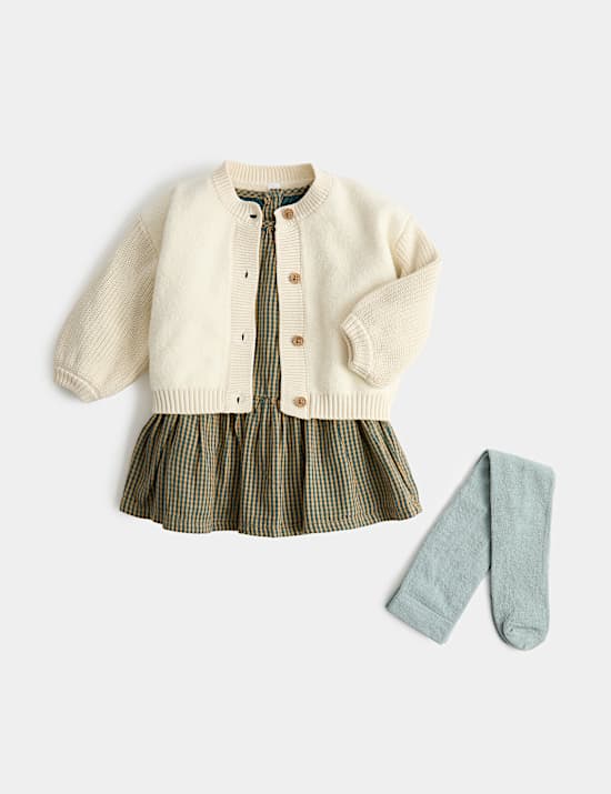 Ensemble 3 pi&egrave;ces en coton &agrave; carreaux (jusqu&rsquo;au 5 ans)