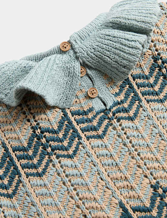 Pure Cotton Collared Knitted Jumper (0-5 Yrs)