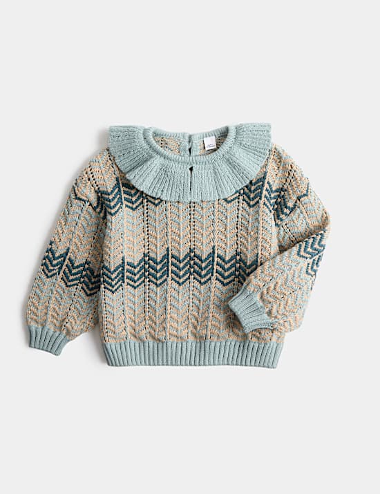 Pure Cotton Collared Knitted Jumper (0-5 Yrs)