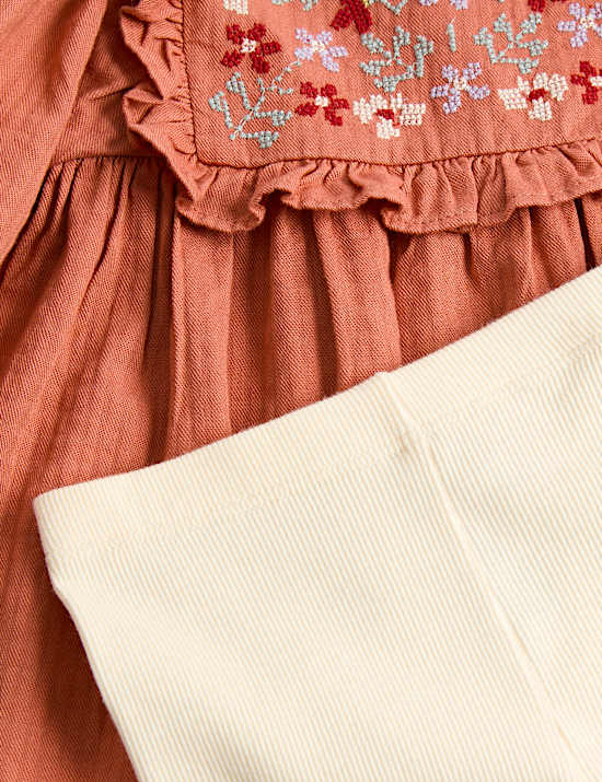 Ensemble 100 % coton brod&eacute; top & bas (jusqu&rsquo;au 5 ans)