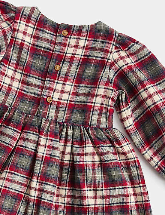 2pk Pure Cotton Checked Dress with Tights