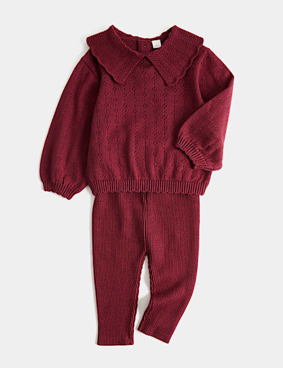 Pure Cotton Pointelle Top & Bottom Outfit