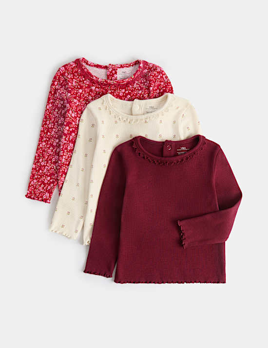 3pk Cotton Rich Patterned Tops
