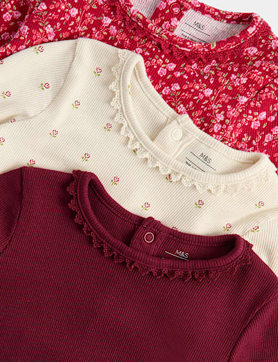 3pk Cotton Rich Patterned Tops