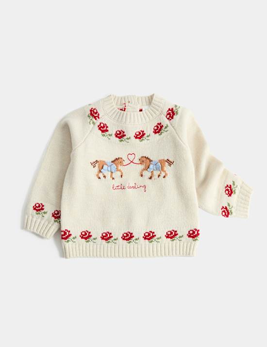 Jersey de punto con dise&ntilde;o de caballos (0-5 a&ntilde;os)