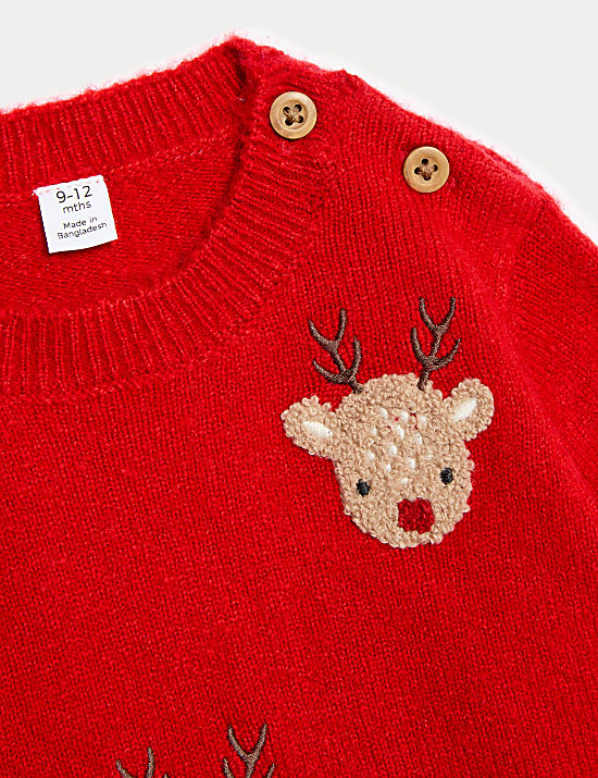 Πλεκτό πουλόβερ με σχέδιο τάρανδο (0-3 ετών)