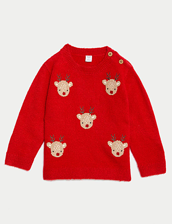 Πλεκτό πουλόβερ με σχέδιο τάρανδο (0-3 ετών)