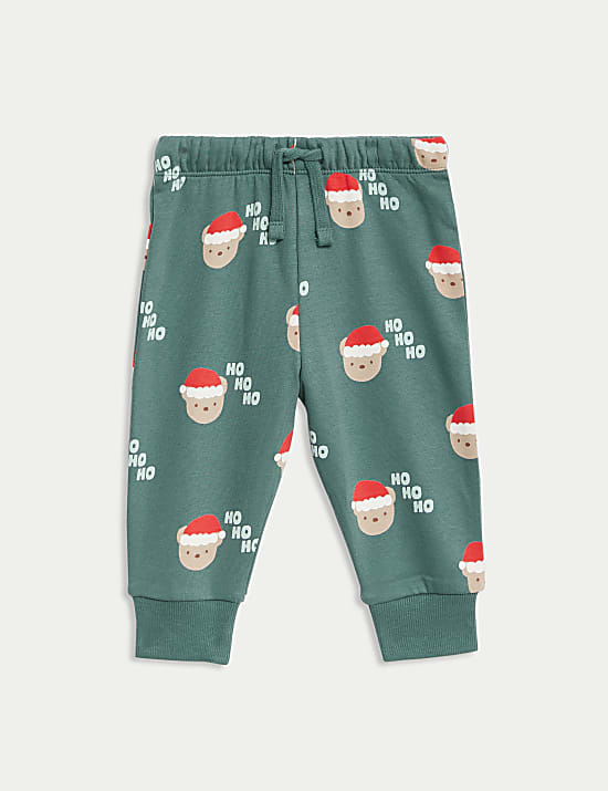 2 Potong Pakaian Santa Bear Sweat Bahan Katun (0-3 Thn)